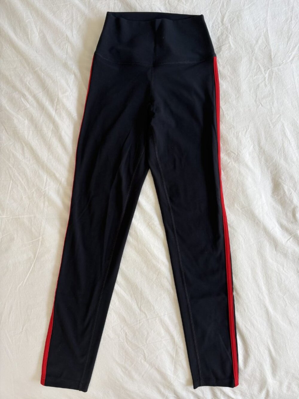 Splits59 Black Leggings with Red Side Stripe - Size S